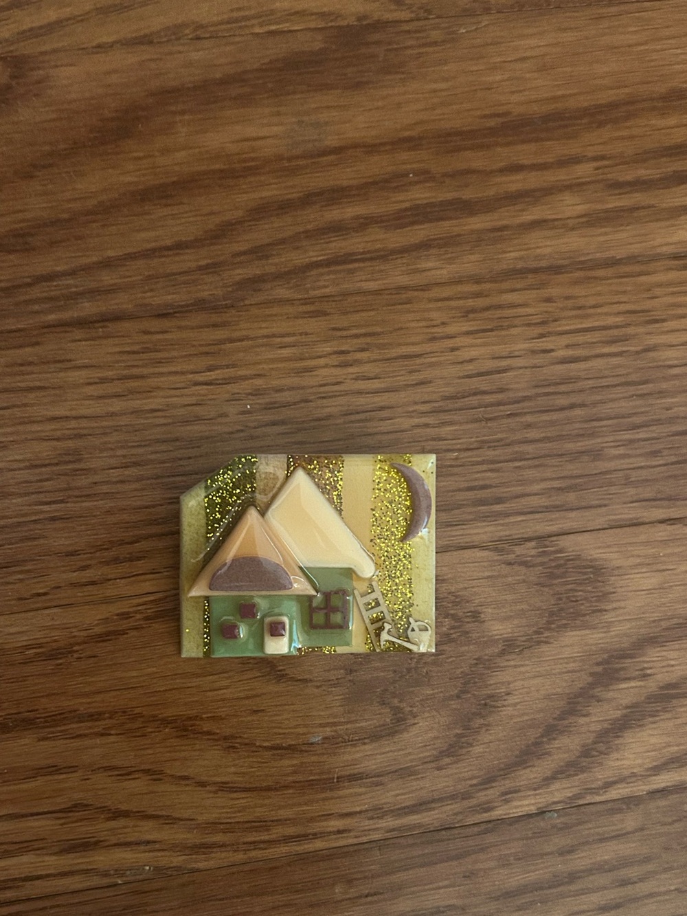 House Pins by Lucinda Home Retro/Vintage Inspired Cream/Green/Purple Pin/Brooch